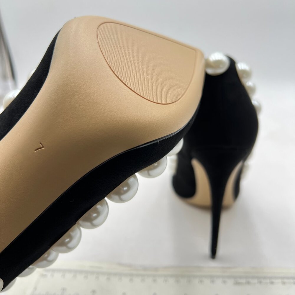 FSJ Black-pearl Pointed Toe High Heels Sexy Stiletto Pumps Office Lady Shoes - Picture 6 of 8